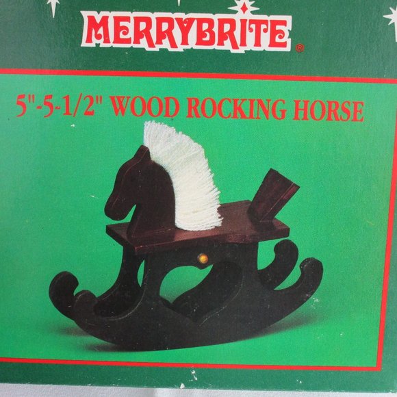 VTG Merry Brite Wood Rocking Horse Christmas Decor - Picture 8 of 10